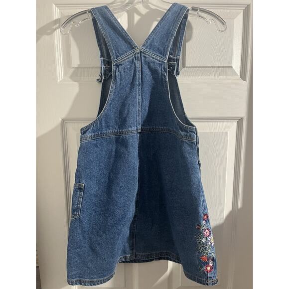Vintage Mickey & Co Denim Overall Dress Sz L Flowers Disney - Picture 7 of 9